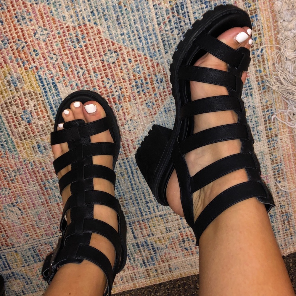 “Dirty Laundry” Black Strappy Heels
